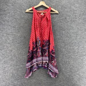 Live 4 Truth Blouse Women M Medium Red Geometric Tasseled Sleeveless Round Neck